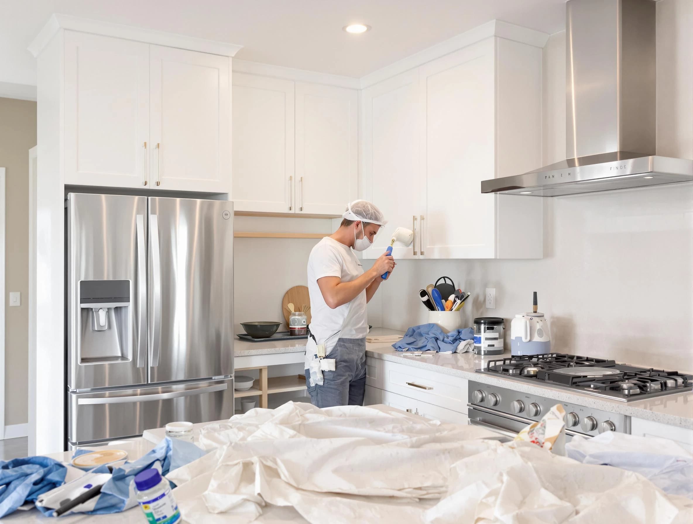 Surprise House Painters painter applying a fresh coat in a kitchen located in Surprise, AZ
