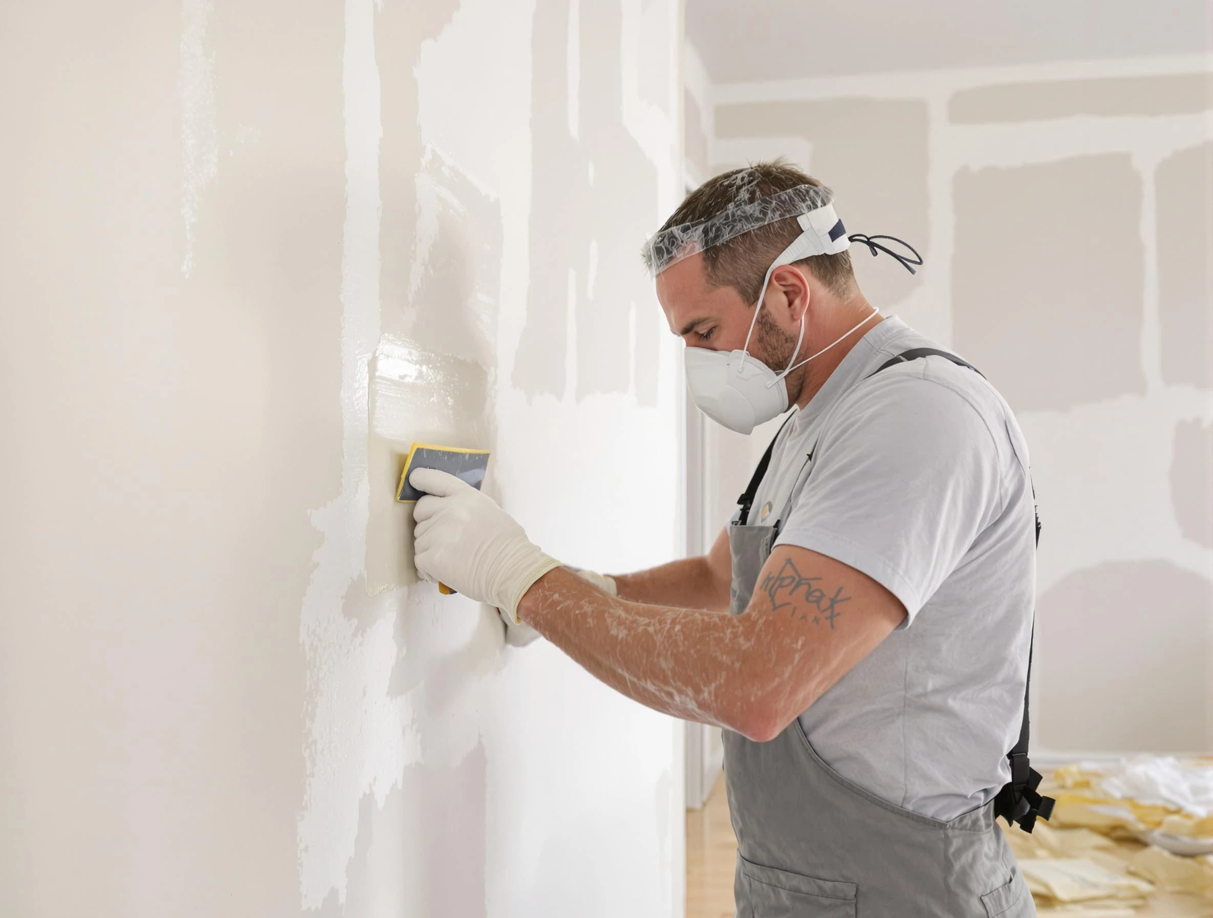 Surprise House Painters technician applying mud to drywall seams in Surprise, AZ