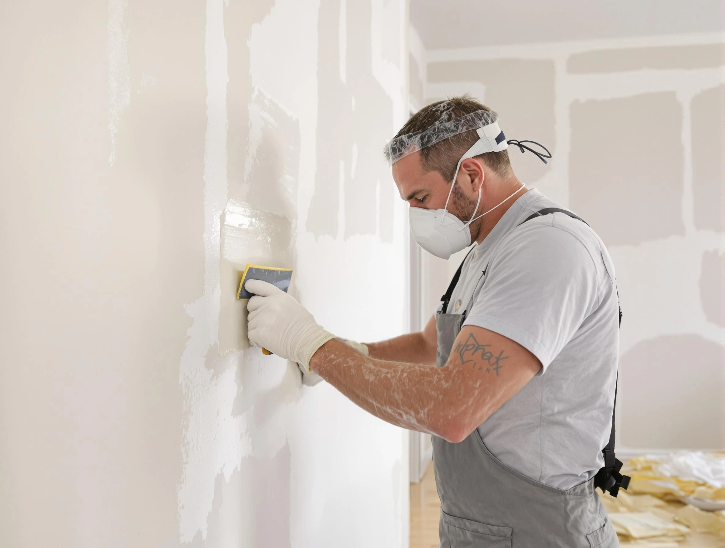 Surprise House Painters technician applying mud to drywall seams in Surprise, AZ